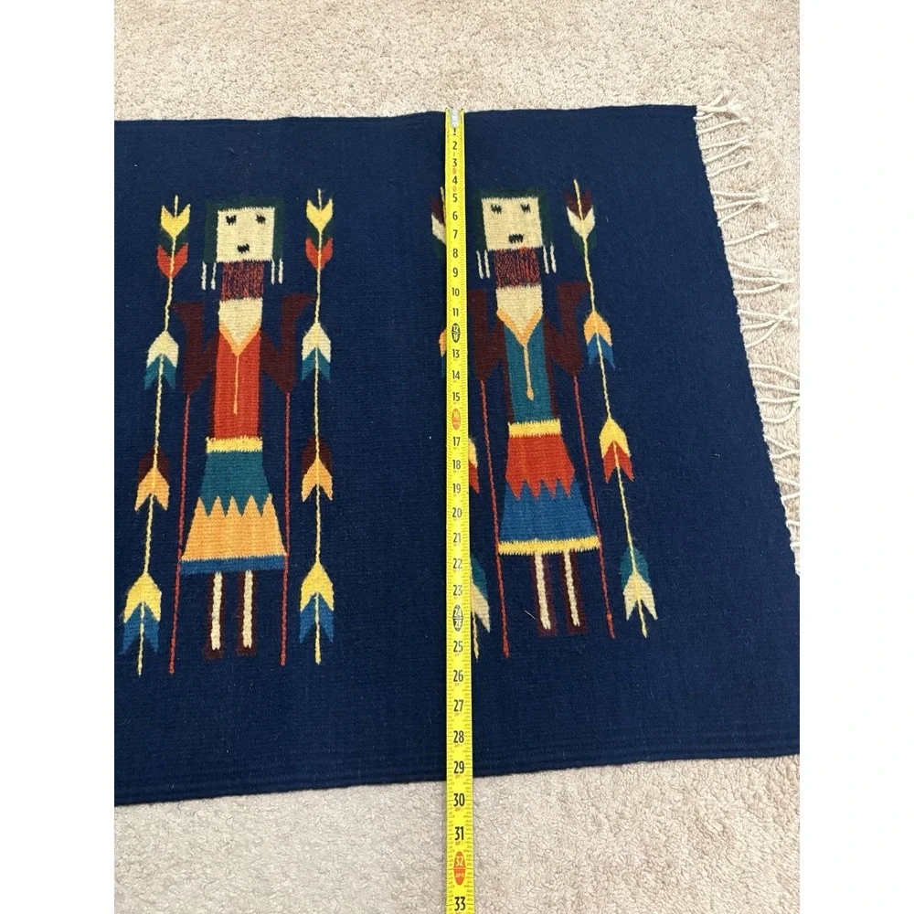 Vintage Handwoven Zapotec Indians Oaxacan Southwest Wool Rug 42